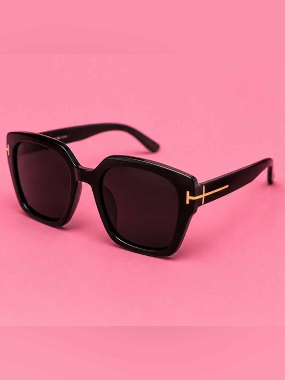 Black Square Frame Sunglasses to put over Glasses with Gold Accent